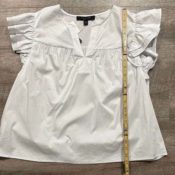 Marc New York White Ruffle flutter cap Sleeve baby doll Top size XL - Picture 7 of 9